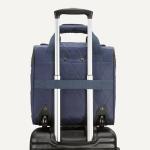 Navy Blue Quilted Designer Underseat Suitcase | Telescopic Handle