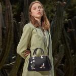 Nicole&Doris Retro Crossbody Bag Black Bee Embroidered Design