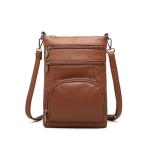 Miss Lulu Brown PU Leather Crossbody Bag