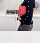 LeahWard Red Faux Leather Clutch: Designer Handbag for Parties