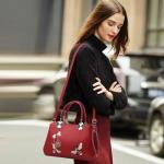 Designer Nicole&Doris Retro Crossbody Handbag - Wine Red