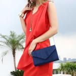 Milisente Suede Evening Clutch Crossbody Bag (Blue)