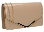 Zara Nude Patent Leather Envelope Clutch Bag