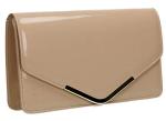 Zara Nude Patent Leather Envelope Clutch Bag