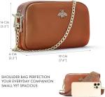 Brown Genuine Leather Crossbody Bag with Adjustable Strap