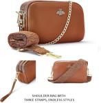 Brown Genuine Leather Crossbody Bag with Adjustable Strap