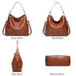 Black Leather Handbag Set with Purse and Card Bag