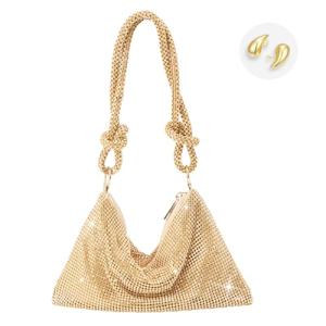 Gold Rhinestone Handbag: Chic Bling for Wedding Party