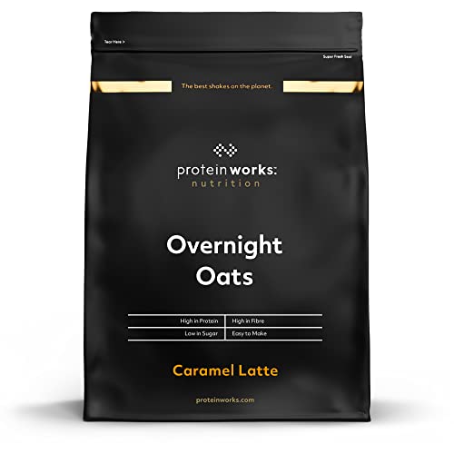 Protein Works - Overnight Oats | High Protein Breakfast | Low Sugar Snack | Low GI Oats | Caramel Latte | 500 g