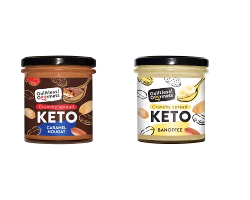 Guiltless Gourmets 2 Pack Bananas + Caramel Nougat Keto Crunchie Spread 2 x 300g Low Carb & Keto Friendly, Keto Food, Keto Snacks, Healthy Snacks