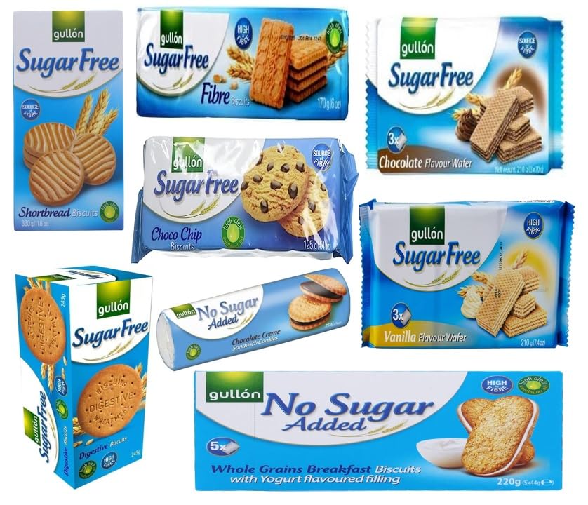 Gullon Sugar free Diabetic Luxury Mixed Biscuits Assorted, Variety pack of 8, perfect for gifting friends & Family, All Occasions Hamper