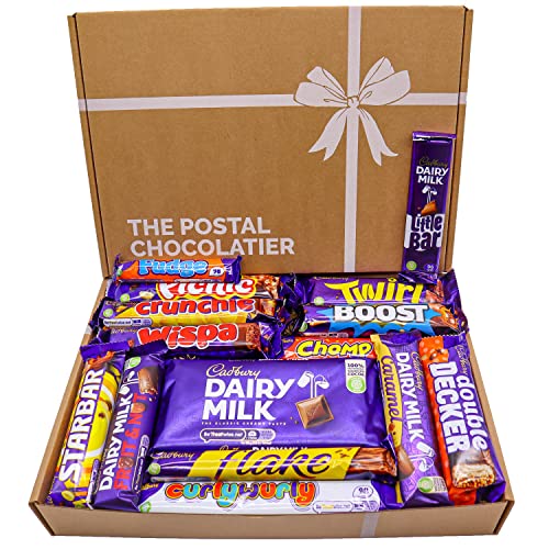 Cadbury Dairy Milk Chocolate Gift Box Hamper, Full Sized Bars, Letterbox Friendly, Perfect for Presents, Surprises Birthdays and Treats, Twirl, Double Decker, Crunchie (Large Hamer Box)