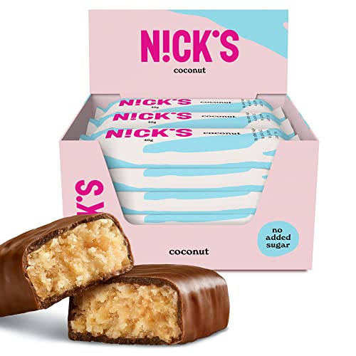 NICKS Coconut Keto Chocolate Bars No Added Sugar 163 Calories, 3.5 Net carbs, Gluten Free Sweets Low carb Candy Snack Bar (Multipack 15x40g)