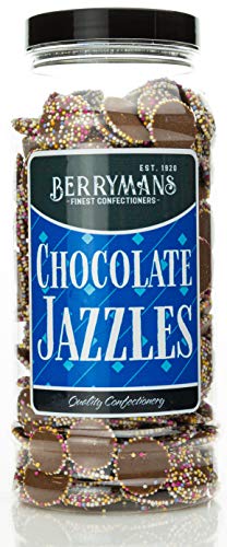 Original Chocolate Jazzles Snowies Jazzies Retro Sweets Gift Jar By Berrymans Sweet Shop - Classic Sweets, Traditional Taste.