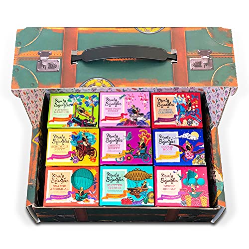 Monty Bojangles Chocolate Truffle Trunk Gift Hamper | Chocolate Cocoa Dusted Truffle Assortment Gift Box | with 9 Gift Boxes & Flavour Varieties | Green, 900g (9 x 100g Gift Pack)