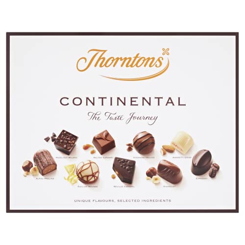 Thorntons Continental Chocolate Gift, Perfect for Sharing, Gifts for Women and Men, Unique Flavours Milk, White, Dark Chocolate, 264g