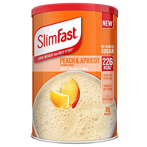 SlimFast Tasty Balanced Meal Shake, Healthy Shake for Balanced Diet Plan with Vitamins and Minerals, High in Protein, Meal Replacement, Peach & Apricot Flavour, 16 Servings, 584 g, Packaging May Vary