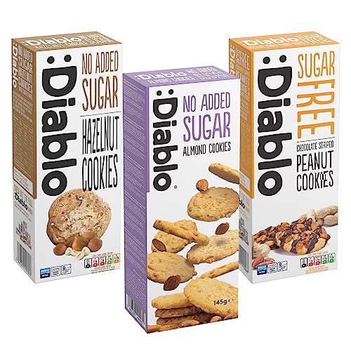 Mixed Flavours Luxury Cookies Biscuits - No Added Sugar Free Diablo (Peanut + Almond + Hazelnut)