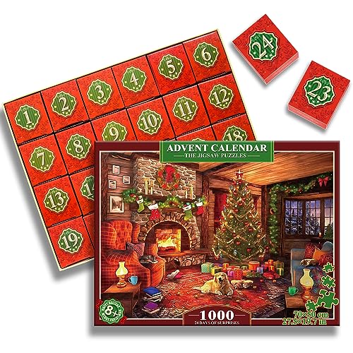 Advent Calendar 2023, Jigsaw Puzzles for Adults 1000 Christmas Gifts for Women Men Kids Puzzles for Adults Girlfriend Birthday Presents Gifts for Mum Dad Christening Gifts for Teenage Girls Boys