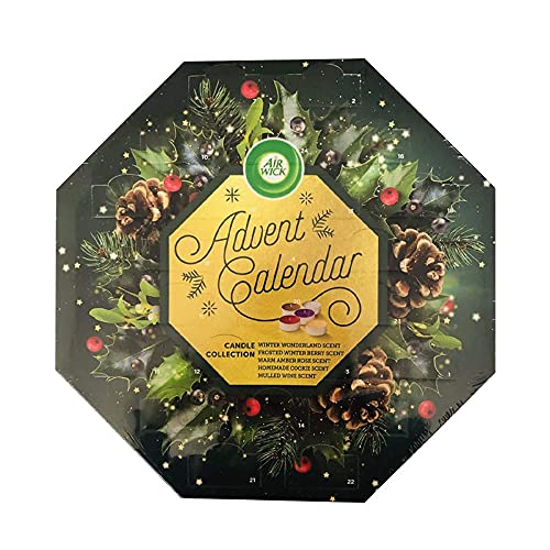 Advent Airwick Advent Calendar Scented Candles Set with 24 x Tea Lights Candles, Great for Xmas and Living Room Accessories with Candle Holder, Great for Home Decor