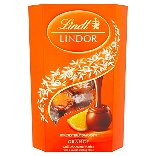 Lindt Lindor Milk Orange Chocolate Truffles Box Chocolate Balls with a Smooth Melting Filling, 16 Balls, 200g
