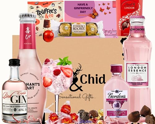The Pink Gin Gift Set Hampers for Women, Birthday Gin Gifts for her with Chocolate Gifts for Her - The BestFriend Gifts for Women