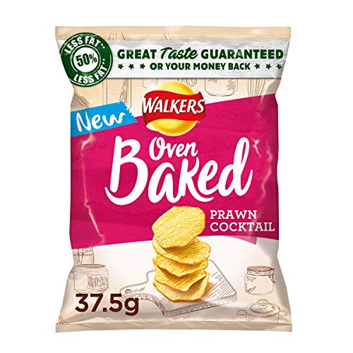 Walkers Crisps Oven Baked Prawn Cocktail Snacks 37.5g Vegetarian (Case of 32)
