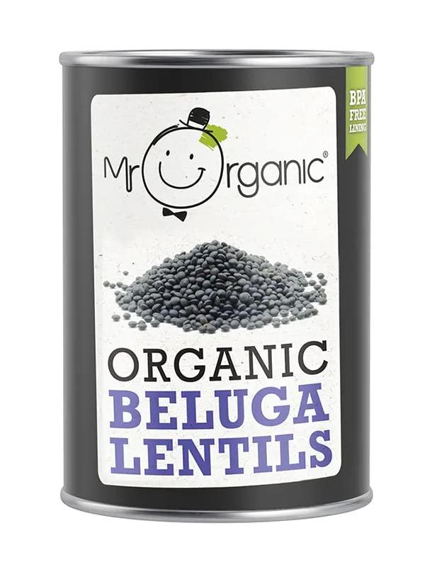 Mr Organic - Organic Beluga Lentils 400g - Non GMO & Preservative Free - Vegan - for Home Cooking