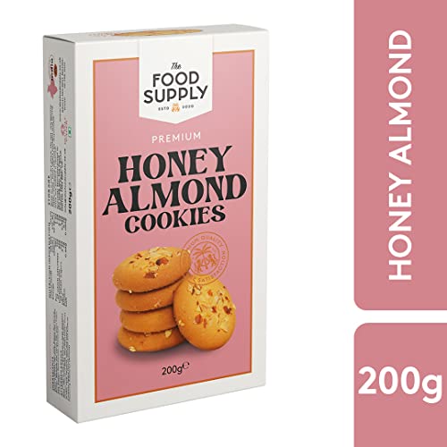 Cookies 200g - Pistachio, Almond, Cashew, Dry fruit, Fruit Jam - Variety Luxury Biscuits - Delicate biscuits for family and friends, The Food Supply (Honey Almond Cookies, Pack of 1)
