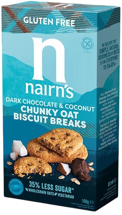 Nairn's PICK ANY 10 Gluten Free Oat Biscuits, Oatcakes, Crackers, Flatbreads. Flavours inc. Chocolate chip, cheese, fruit and seed, Stem Ginger, Mixed Berries, Salted Caramel Etc.