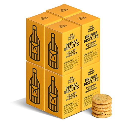 The Drinks Bakery Lancashire Cheese & Spring Onion 8 x 36g | Pairs with IPA, Bitter Beers, White Wine, Craft Stout & Pilsners, & Whisky| Award Winning Drinks Biscuits as Seen on Dragons’ Den |