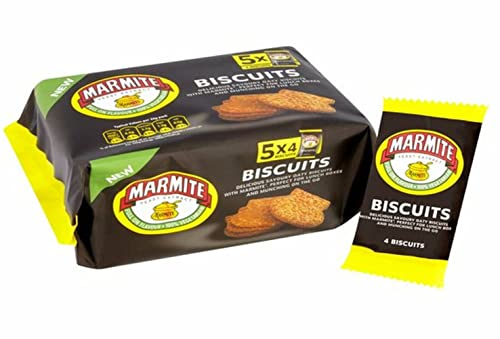 Marmite Yeast Extract Biscuits | Savoury Breakfast Biscuit Snack with Crunchy Taste and Unique Flavour | Perfect for Sharing | Pack of 3 x 120g (5x24g)