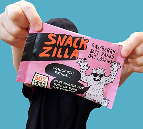 Healthy Kids Snacks Oat Biscuits - Snackzilla 50% Less Sugar Oat Cookies (15x30g : Raspberry) Soft Baked Lunch Box Snacks & School Snack Box, Healthy Snacks Vegan Biscuits, Dried Fruit Snacks