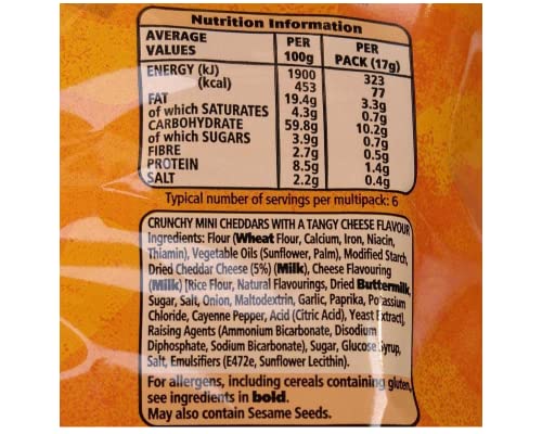 Jacobs Mini Cheddars Crunchlets 6X17g | Rich & Tangy Cheddar + Cheddar & Caramelised Onion | Twin Pack