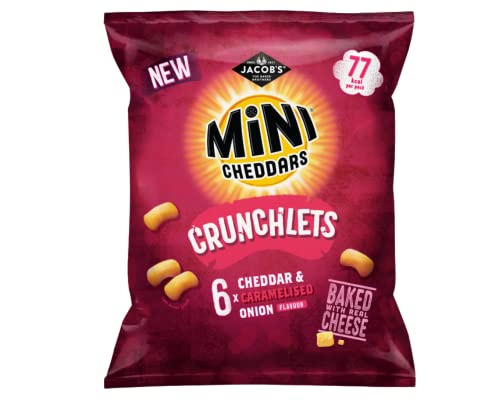 Jacobs Mini Cheddars Crunchlets 6X17g | Rich & Tangy Cheddar + Cheddar & Caramelised Onion | Twin Pack