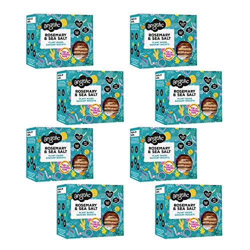Angelic Free from 8 Pack Vegan Rosemary & Sea Salt Savoury Crackers. Multipack Gluten & Allergen Free Snack Biscuits. Low Calorie Plant Based Snacking for Cheese, Dip, Houmous & Snacks (8 x 142g)