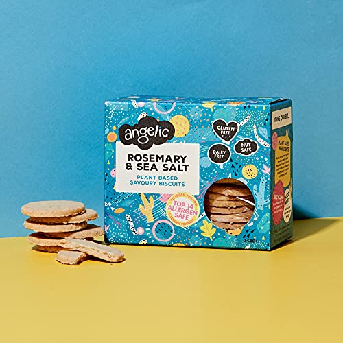 Angelic Free from 8 Pack Vegan Rosemary & Sea Salt Savoury Crackers. Multipack Gluten & Allergen Free Snack Biscuits. Low Calorie Plant Based Snacking for Cheese, Dip, Houmous & Snacks (8 x 142g)