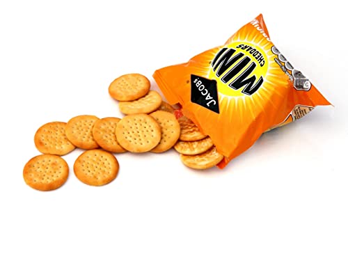 Jacob's Mini Cheddars Snacks Bulk - Mega Value Box of 48 x 23g Original Cheddar Biscuits Baked with Real Cheese. Bar Snacks for Home Pub, Birthday Party Food or Lunchbox Snacks with Topline Card.