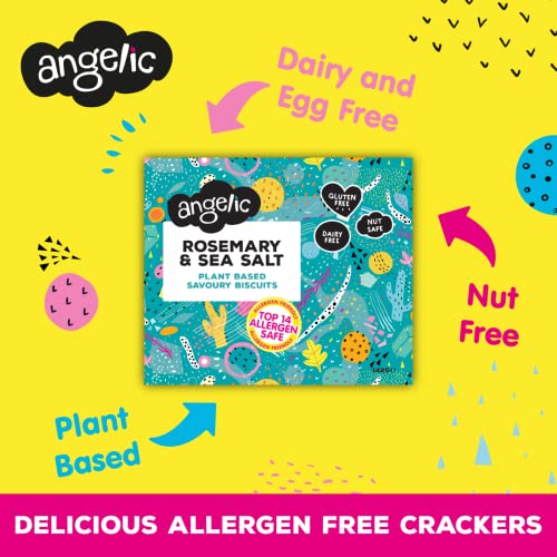 Angelic Free from 8 Pack Vegan Rosemary & Sea Salt Savoury Crackers. Multipack Gluten & Allergen Free Snack Biscuits. Low Calorie Plant Based Snacking for Cheese, Dip, Houmous & Snacks (8 x 142g)