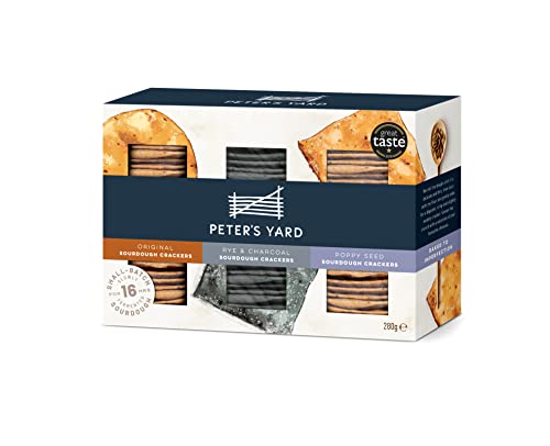 Peter's Yard Sourdough Crackers Selection Box for Cheese, 3 Varieties, Great as a Gift, Premium Quality, High Fibre, All Natural, Poppy Seed, 280 g