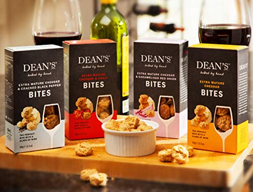 Dean's Cheese Bites Selection - Extra Mature Cheddar, Chilli, Cracked Black Pepper and Caramelised Red Onion - 4 x 90g