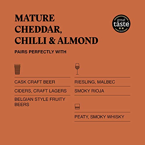 The Drinks Bakery Mature Cheddar, Chilli, & Almond 8 x 36g | Pairs with Craft Beer & Lagers, Fruity Beers, Red Wines, Whisky, & Ciders | Award Winning Drinks Biscuits as Seen on Dragons’ Den |