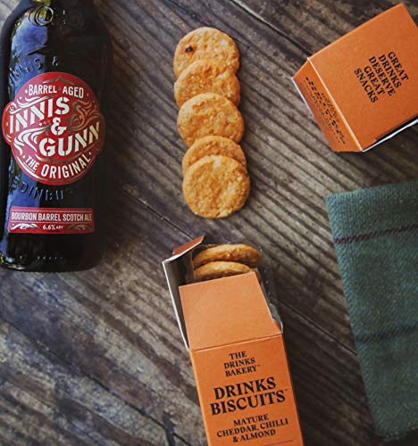 The Drinks Bakery Mature Cheddar, Chilli, & Almond 8 x 36g | Pairs with Craft Beer & Lagers, Fruity Beers, Red Wines, Whisky, & Ciders | Award Winning Drinks Biscuits as Seen on Dragons’ Den |