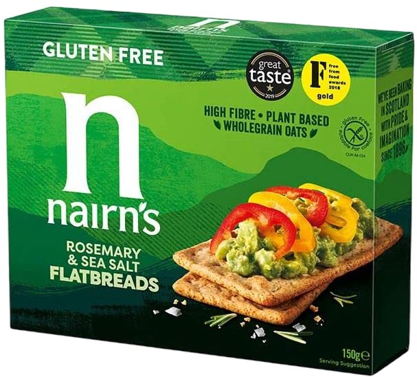 Nairn's PICK ANY 6 Gluten Free Oat Biscuits, Oatcakes, Crackers, Flatbreads. Flavours inc. Chocolate chip, cheese, fruit and seed, Stem Ginger, Mixed Berries, Salted Caramel Etc.
