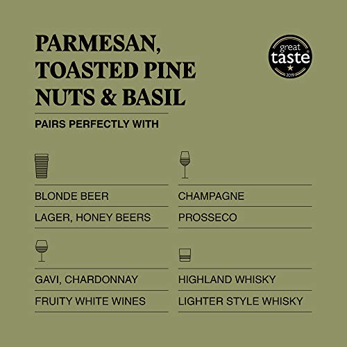 The Drinks Bakery Parmesan, Toasted Pine Nuts, & Basil 8 x 36g | Pairs with Champagne, Prosecco, Whisky, & Fruity White Wines | Award Winning Drinks Biscuits as Seen on Dragons’ Den |