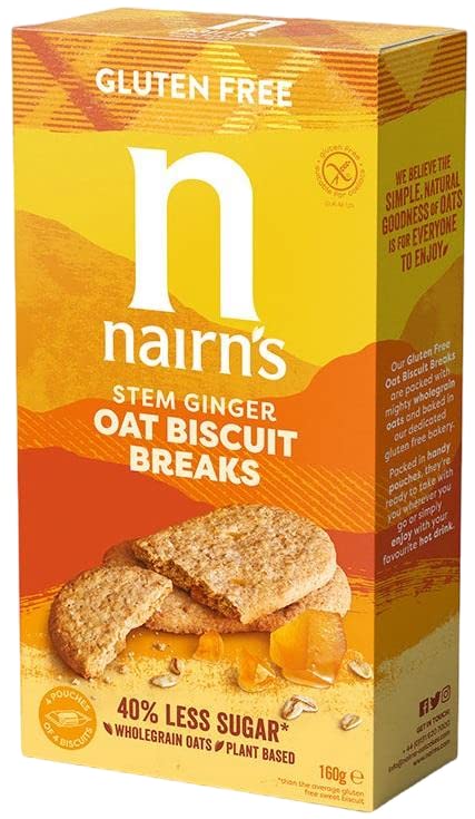 Nairn's PICK ANY 6 Gluten Free Oat Biscuits, Oatcakes, Crackers, Flatbreads. Flavours inc. Chocolate chip, cheese, fruit and seed, Stem Ginger, Mixed Berries, Salted Caramel Etc.