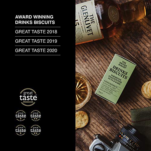 The Drinks Bakery Parmesan, Toasted Pine Nuts, & Basil 8 x 36g | Pairs with Champagne, Prosecco, Whisky, & Fruity White Wines | Award Winning Drinks Biscuits as Seen on Dragons’ Den |