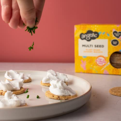 Angelic Free From Vegan Savoury Crackers 8 Pack Mixed Variety Box. Multi Pack Gluten & Allergen Free Snack Biscuit Bites. Low Calorie Plant Based Snacking Crisps For Cheese, Dip, Sauce & Houmous.