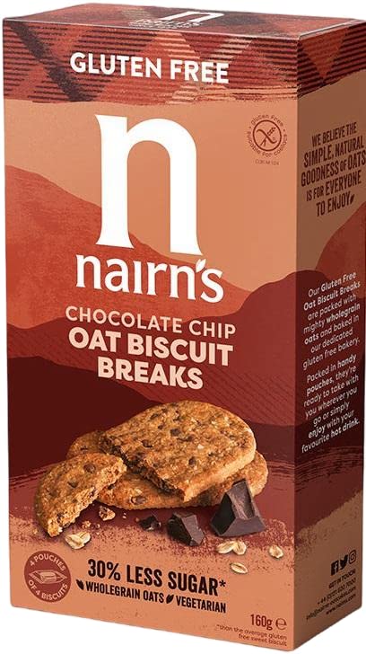 Nairn's PICK ANY 6 Gluten Free Oat Biscuits, Oatcakes, Crackers, Flatbreads. Flavours inc. Chocolate chip, cheese, fruit and seed, Stem Ginger, Mixed Berries, Salted Caramel Etc.