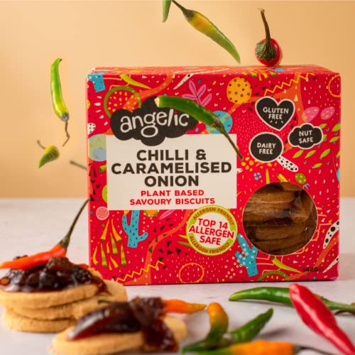 Angelic Free From Vegan Savoury Crackers 8 Pack Mixed Variety Box. Multi Pack Gluten & Allergen Free Snack Biscuit Bites. Low Calorie Plant Based Snacking Crisps For Cheese, Dip, Sauce & Houmous.